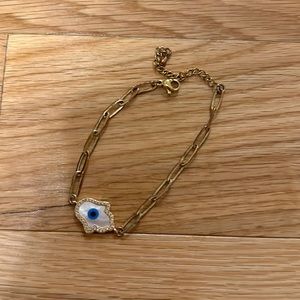 Hamsa evil eye hand chain bracelet